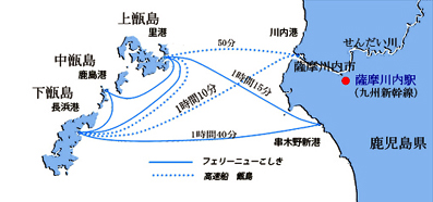 甑島アクセスマップ